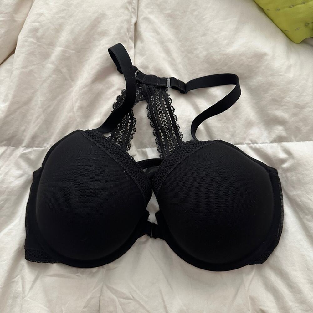 Auden The Ace Bra Black Demi Lightly Lined Wire Lace Racerback 38D